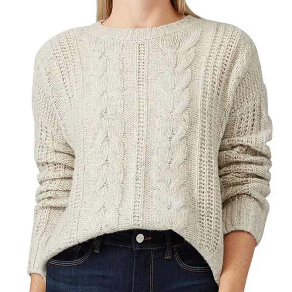 Habitual Clyda Merino Wool Crewneck Cable Sweater Sz Xs